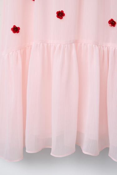 ROBE FLUIDE BIJOUX FLEURS - Rose pâle de Zara - Image 3
