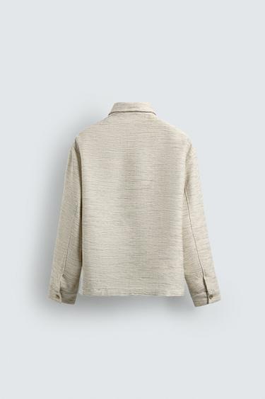CONTRAST TEXTURED OVERSHIRT - Cream by Zara - Image 6