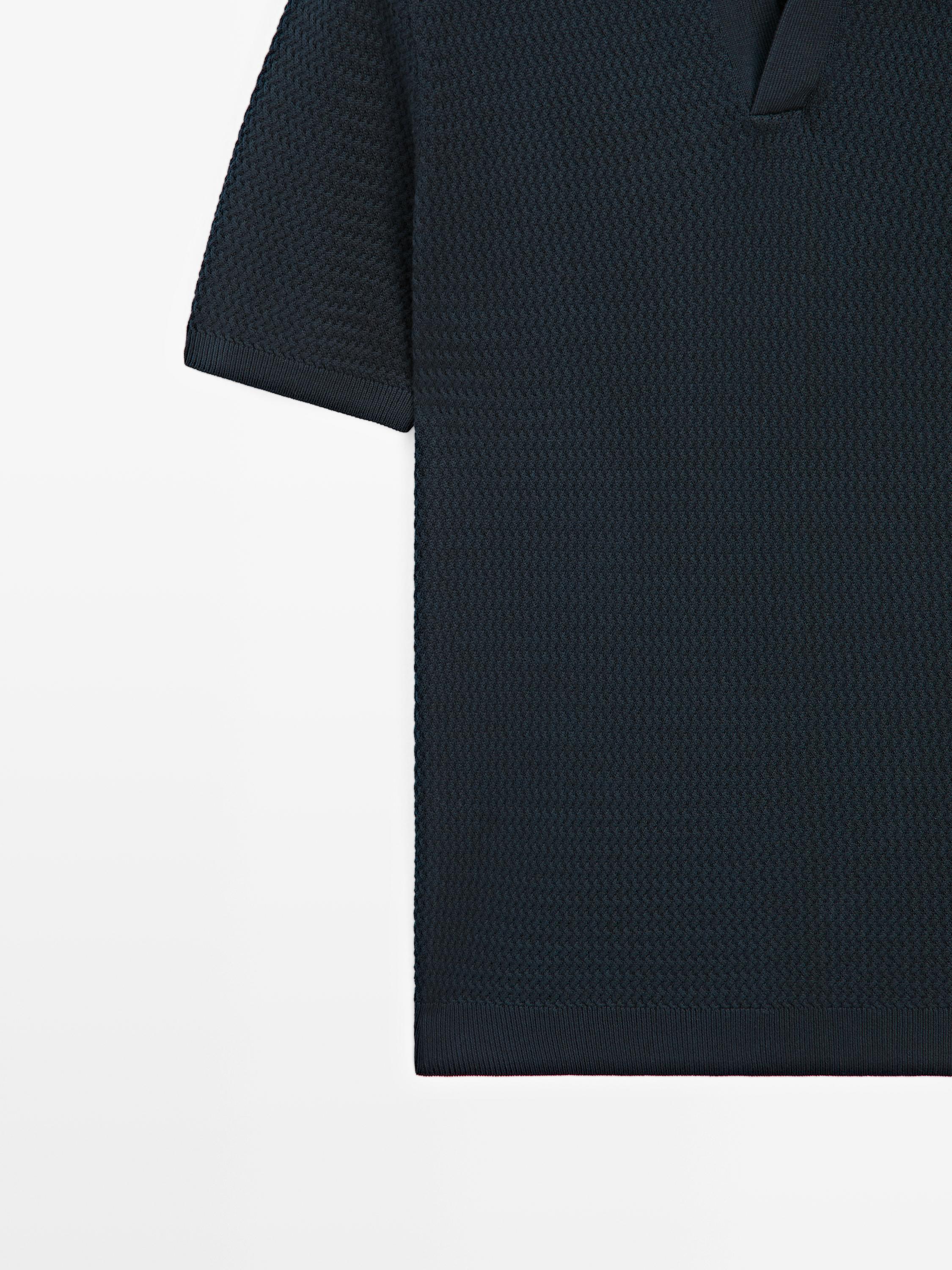 Polo en maille texturée à manches courtes