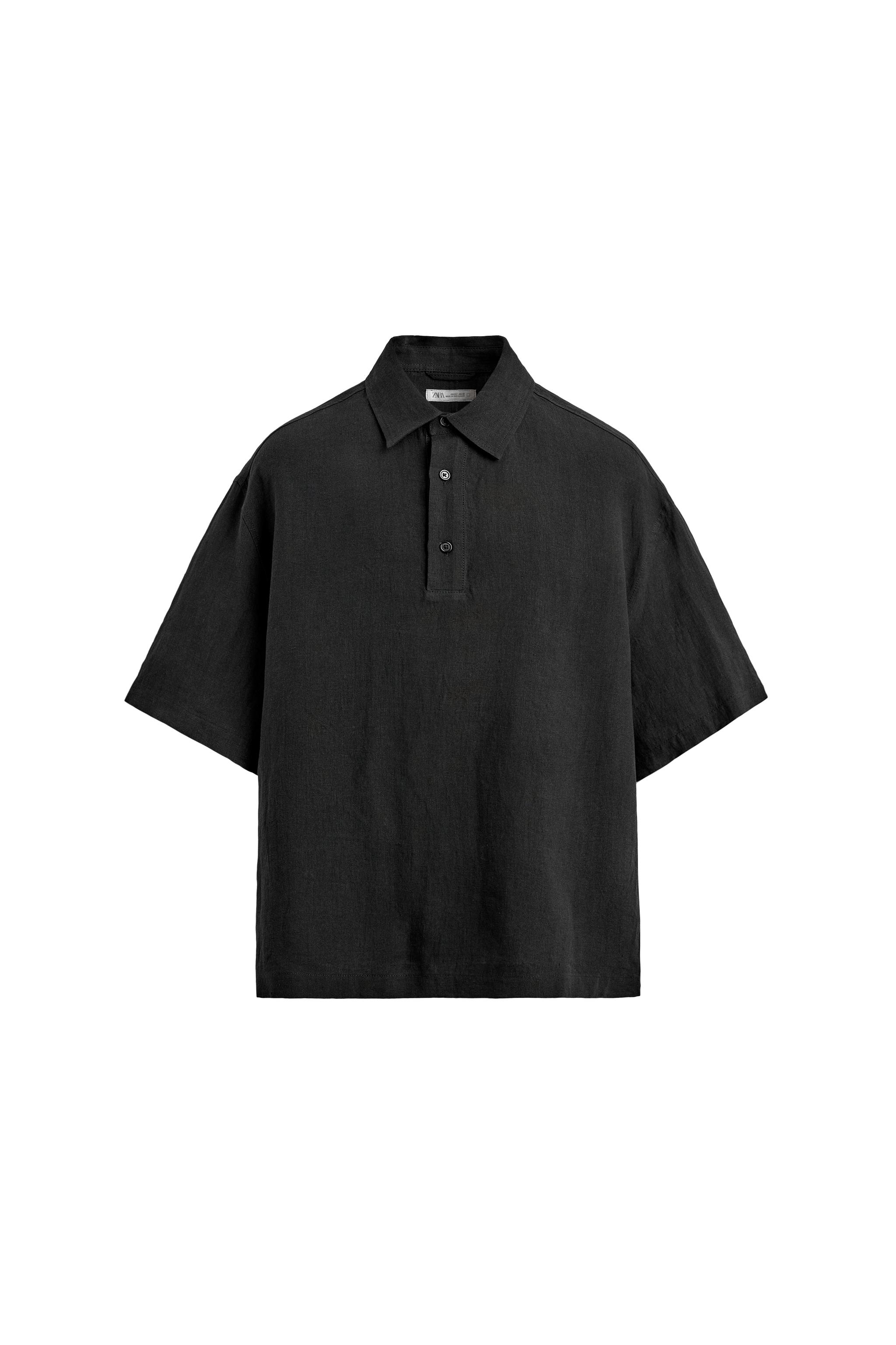 トップス SON OF THE CHEESE Linen Polo Black L 100% LINEN POLO SHIRT - Dark brown | ZARA United States