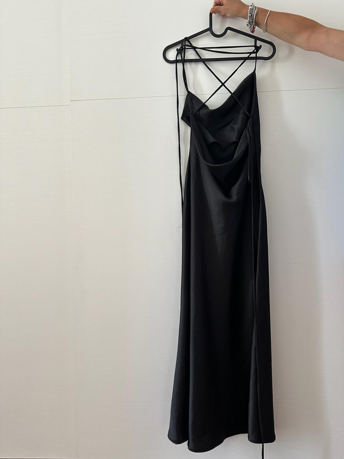 DRAPED SATIN MIDI DRESS - Image 2