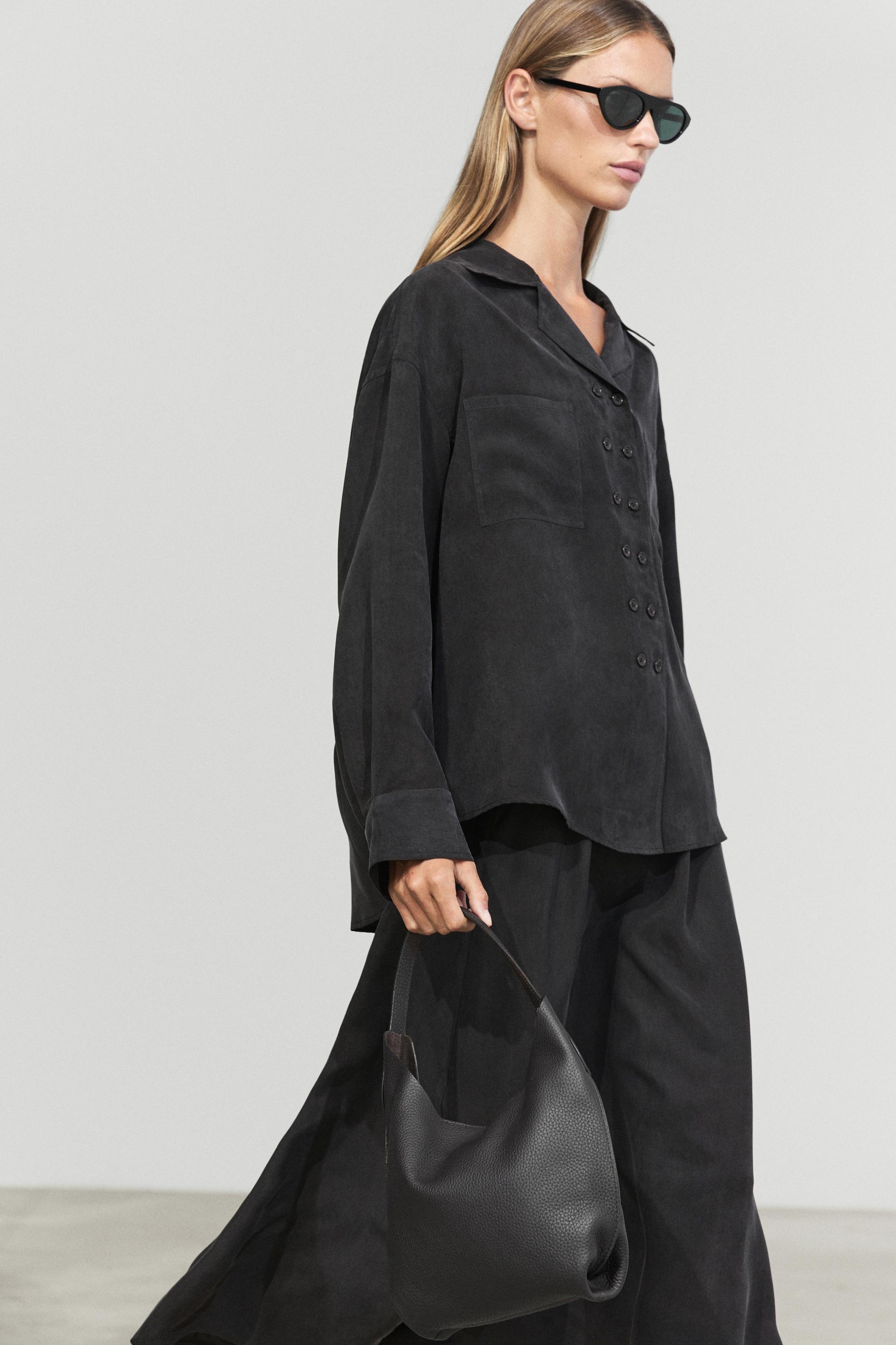 Fluid double-breasted shirt