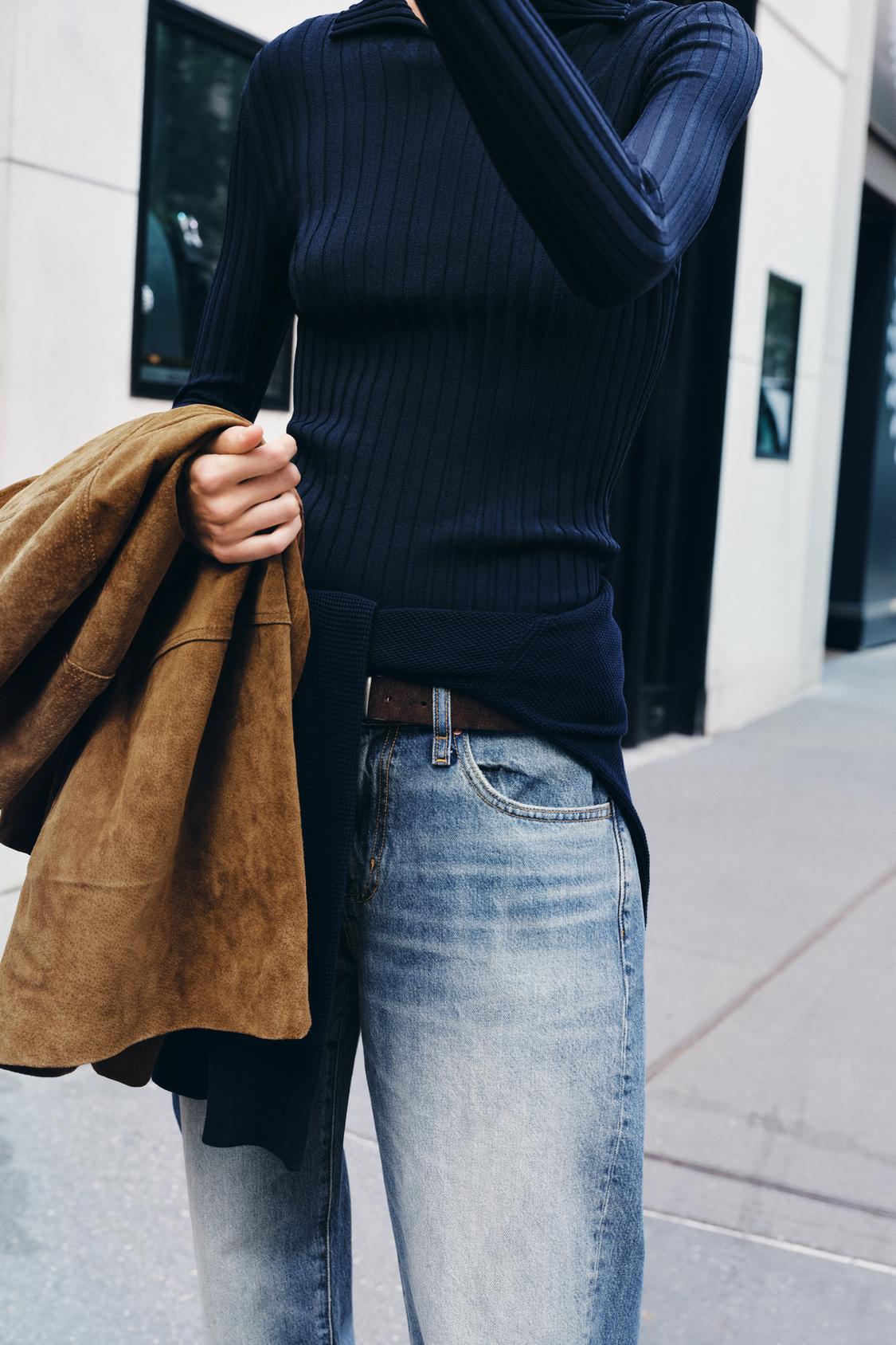 RIB KNIT POLO TOP