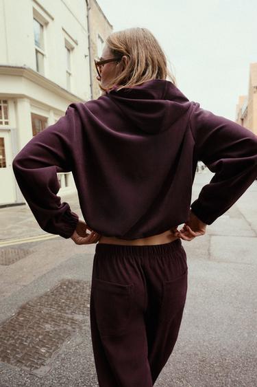 BLOUSON BOMBER À CAPUCHE - Bordeaux de Zara - Image 5