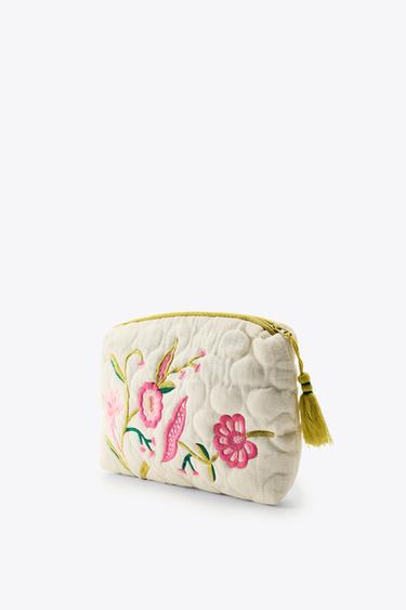 CONTRAST EMBROIDERY QUILTED TOILETRY BAG - Ecru by Zara - Image 2