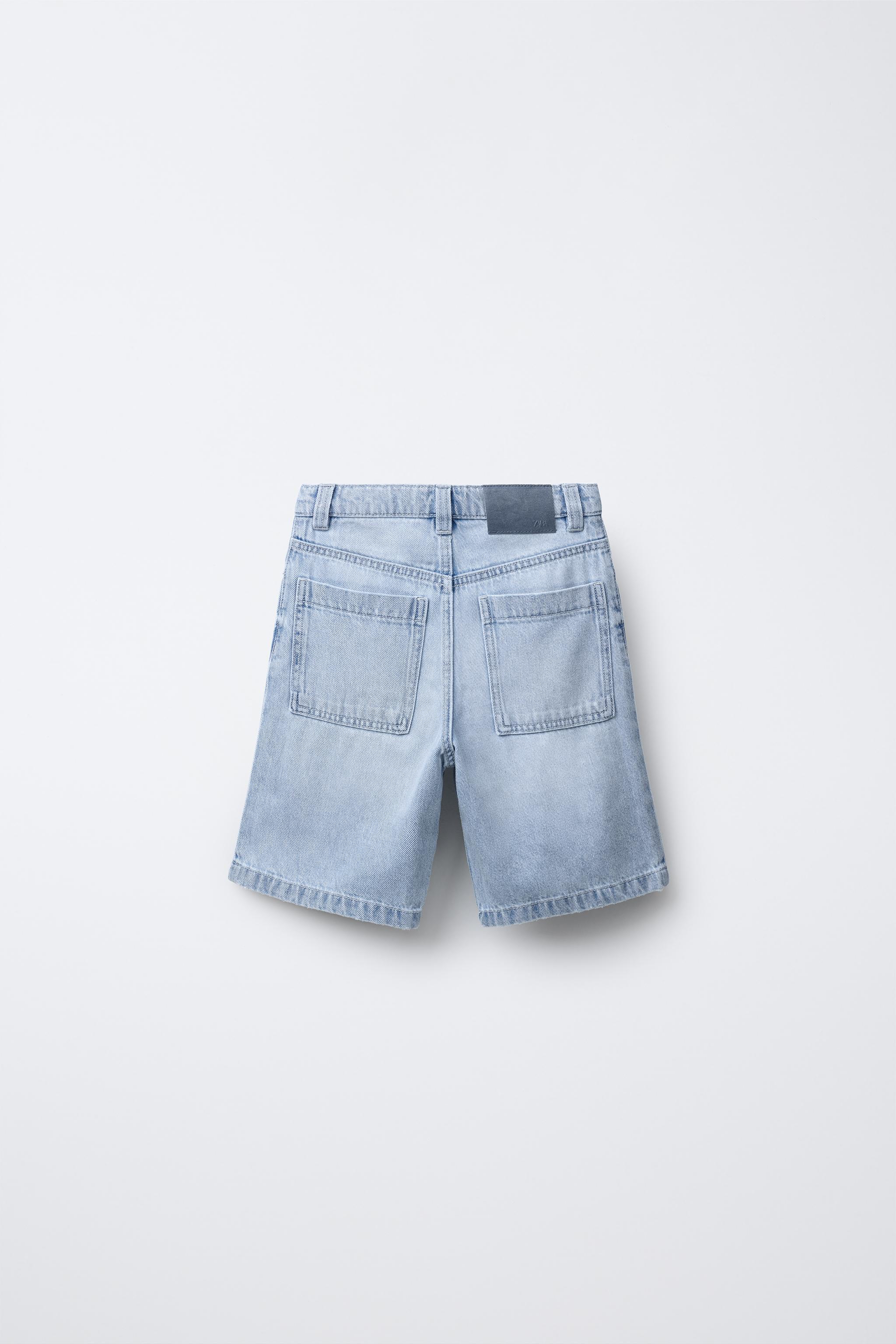 RELAXED BAGGY DENIM SHORTS - Blue / Green | ZARA United States
