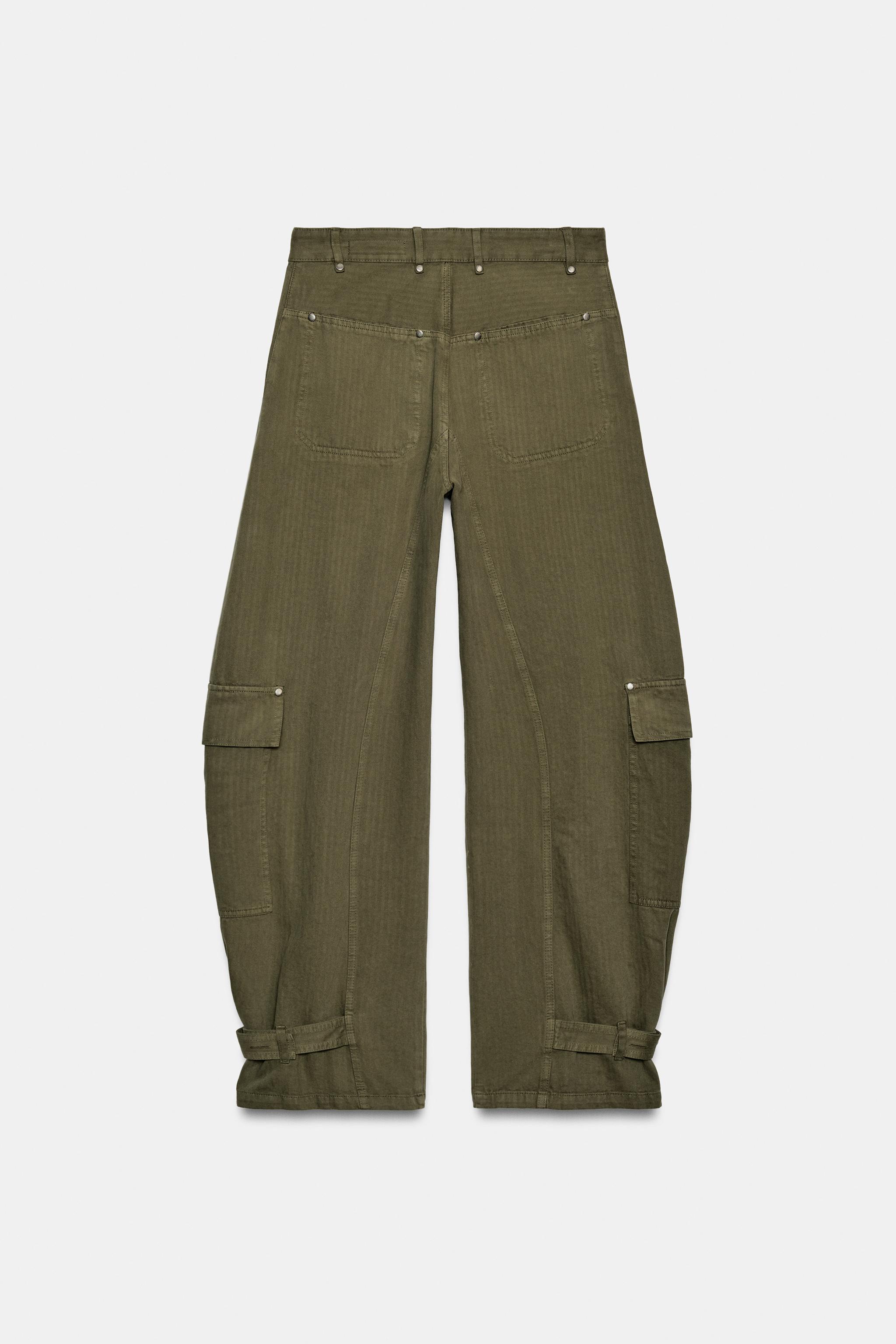 Женские брюки Zara ZW COLLECTION BARREL CARGO PANTS — фото 8