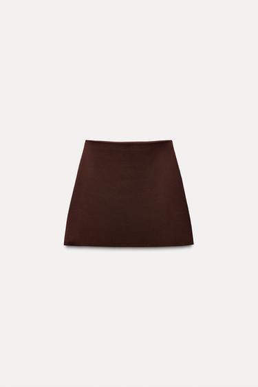 PLAIN KNIT MINI SKIRT - Brown by Zara