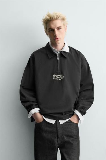 EMBROIDERED ZIP-UP POLO SHIRT - Grey / Blue by Zara