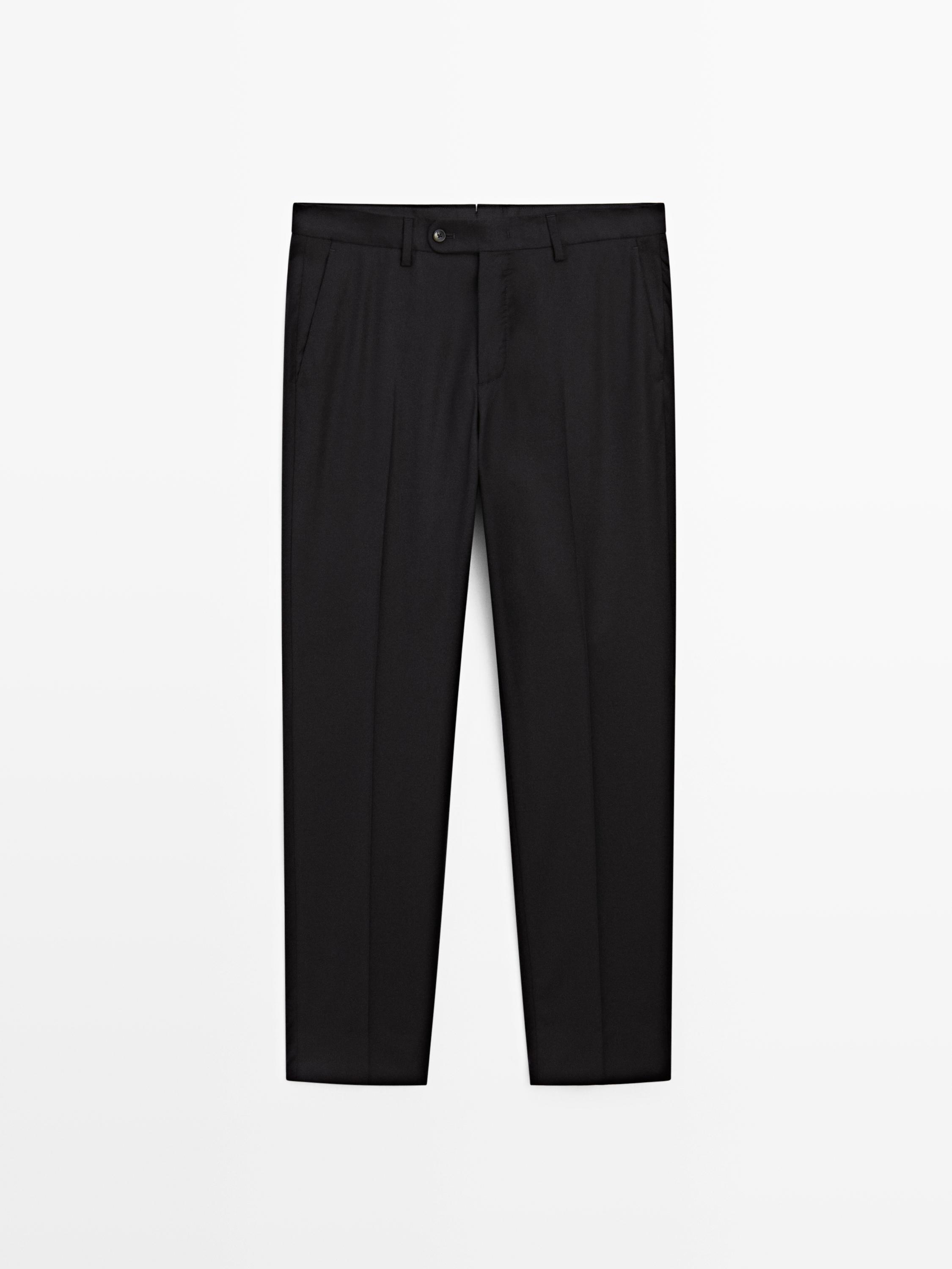 Wool blend flannel suit trousers