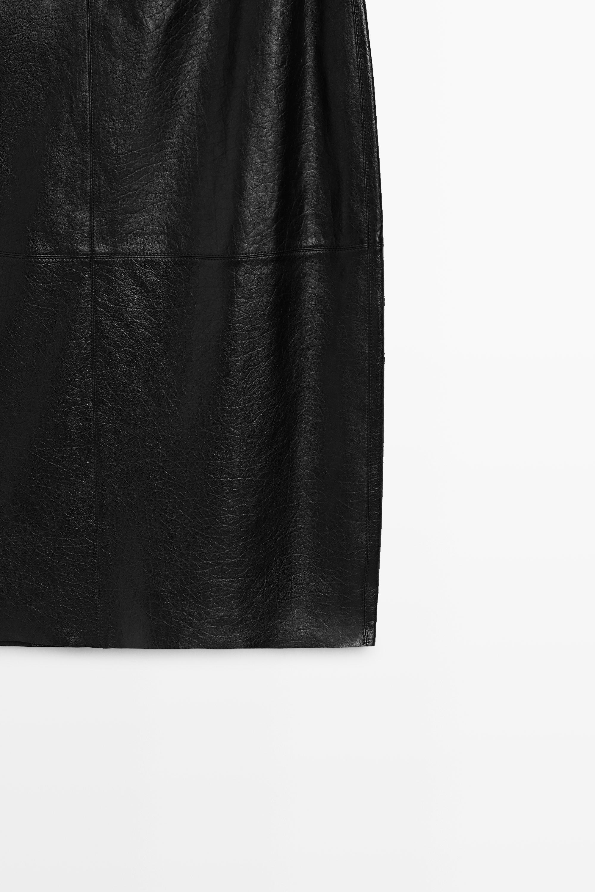 Midi balloon  skirt with Nappa leather seams