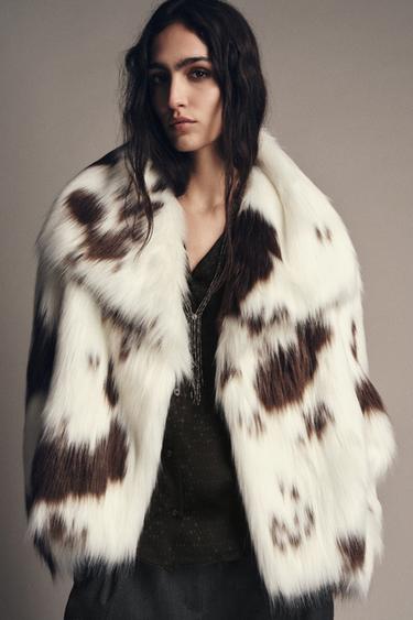Zara ZW COLLECTION FAUX FUR JACKET LIMITED EDITION - Multicolored