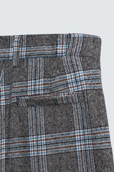 WIDE-LEG CHECK TROUSERS HARRY LAMBERT FOR ZARA X DISNEY - Grey / Blue by Zara - Image 8