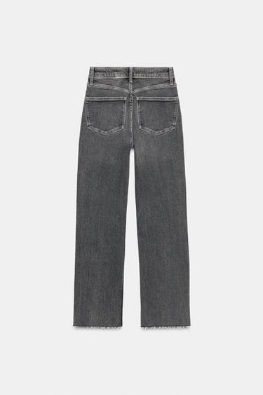Zara TRF CROPPED FLARE HIGH-WAIST JEANS - Anthracite grey