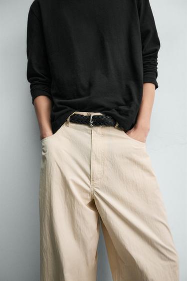 Zara BALLOON FIT PANTS - Ecru