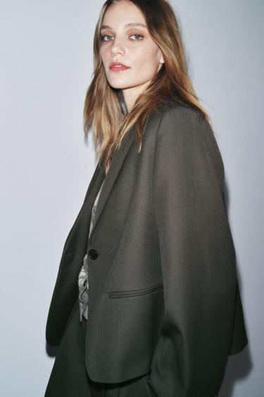 ZW COLLECTION STRAIGHT BLAZER - Khaki by Zara - Image 10