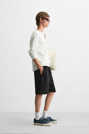 SEAM JOGGER BERMUDA SHORTS - Black by Zara - Image 3