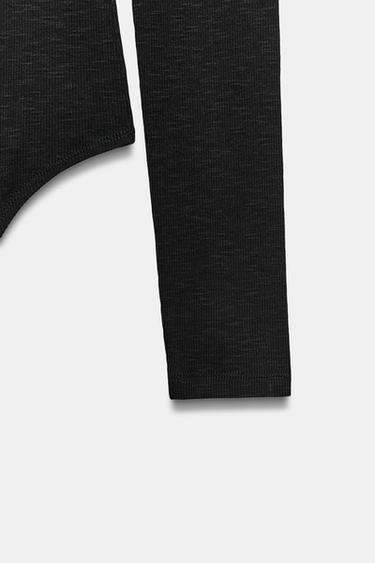 RIBBED LONG SLEEVE BODYSUIT - Black by Zara