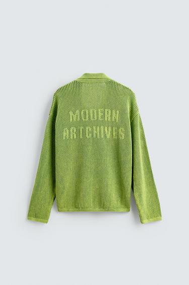 POLO EN MAILLE STRUCTURÉE DÉLAVÉE - vert délavé de Zara - Image 8