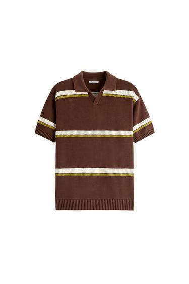 STRIPED KNIT POLO SHIRT