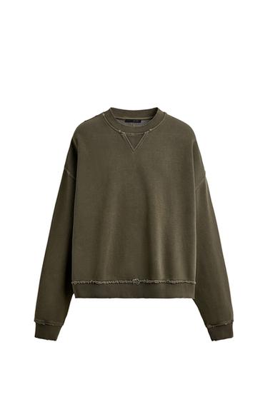 FADED CREW NECK SWEATSHIRT - Khaki by Zara