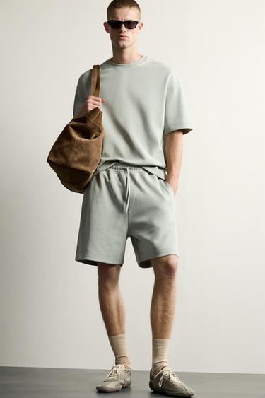 SUDADERA RELAXED FIT INTERLOCK - verde lavado de Zara