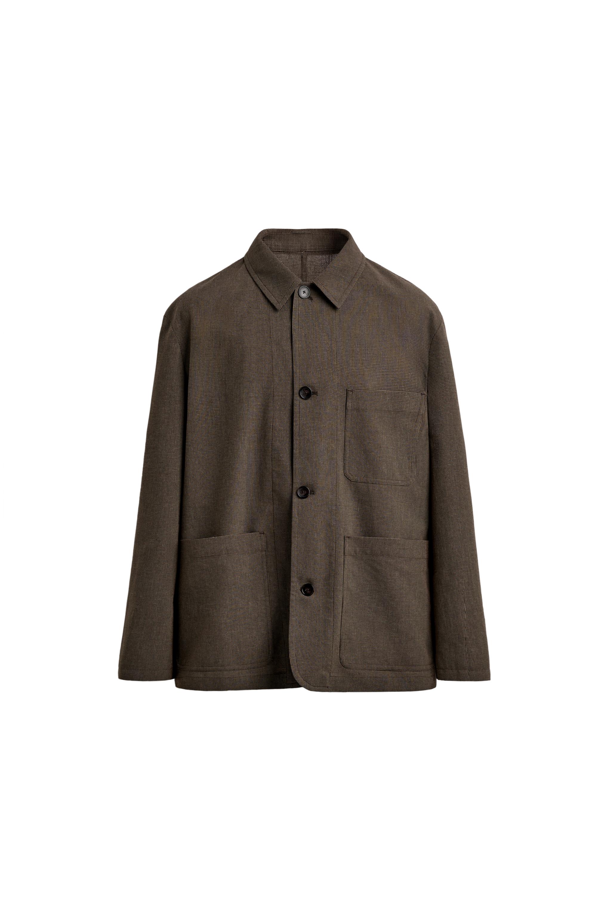 GUIDO DI RICCIO(グイードディリッチョ)WOOLセットアップ RELAXED FIT HOUNDSTOOTH SUIT OVERSHIRT - Brown | ZARA United States