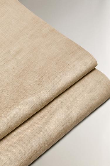 TEXTURED PRINT SATEEN FLAT SHEET - Beige by Zara - Image 3