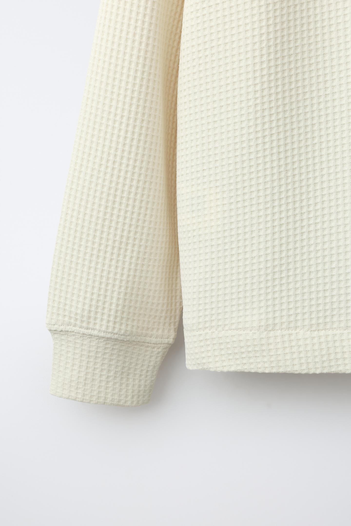 Детская футболка Zara Waffle Pocket, цвет: Экрю — фото 4