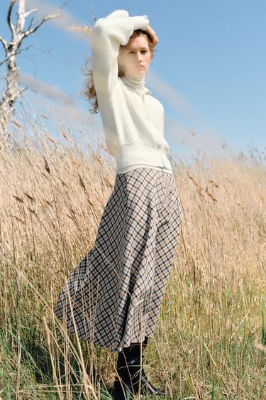 ZW COLLECTION CHECK CAPE SKIRT - Multicoloured by Zara