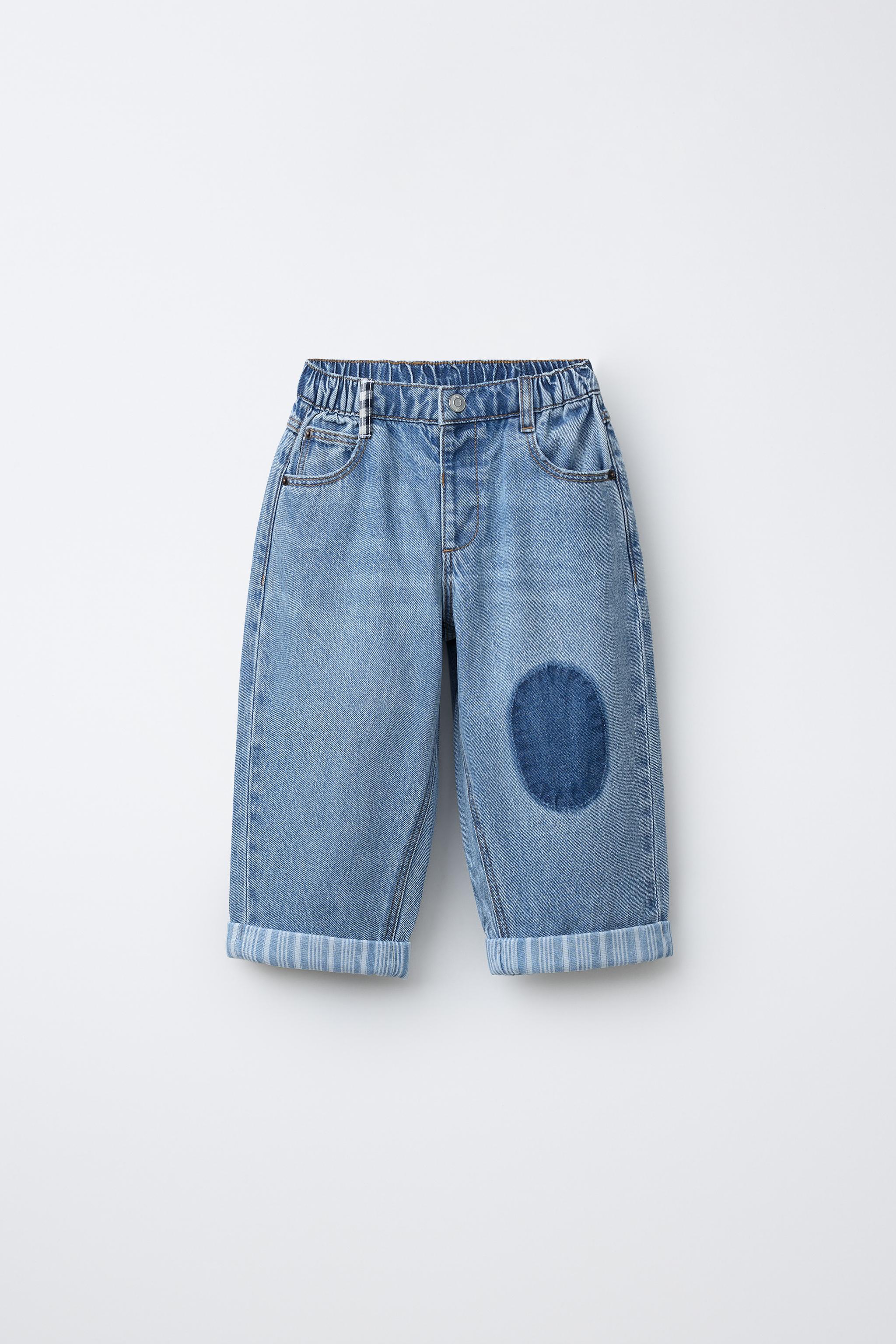 ニーパッチバギーデニムパンツ - ミディアムブルー | ZARA Japan / 日本