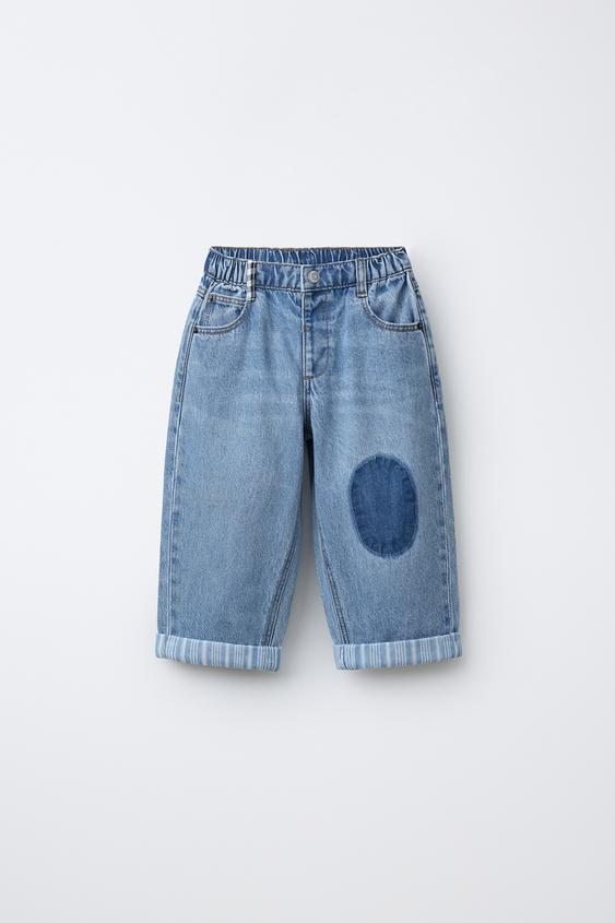 BAGGY JEANS WITH KNEE PATCH - Mid-blue by Zara - Image 0