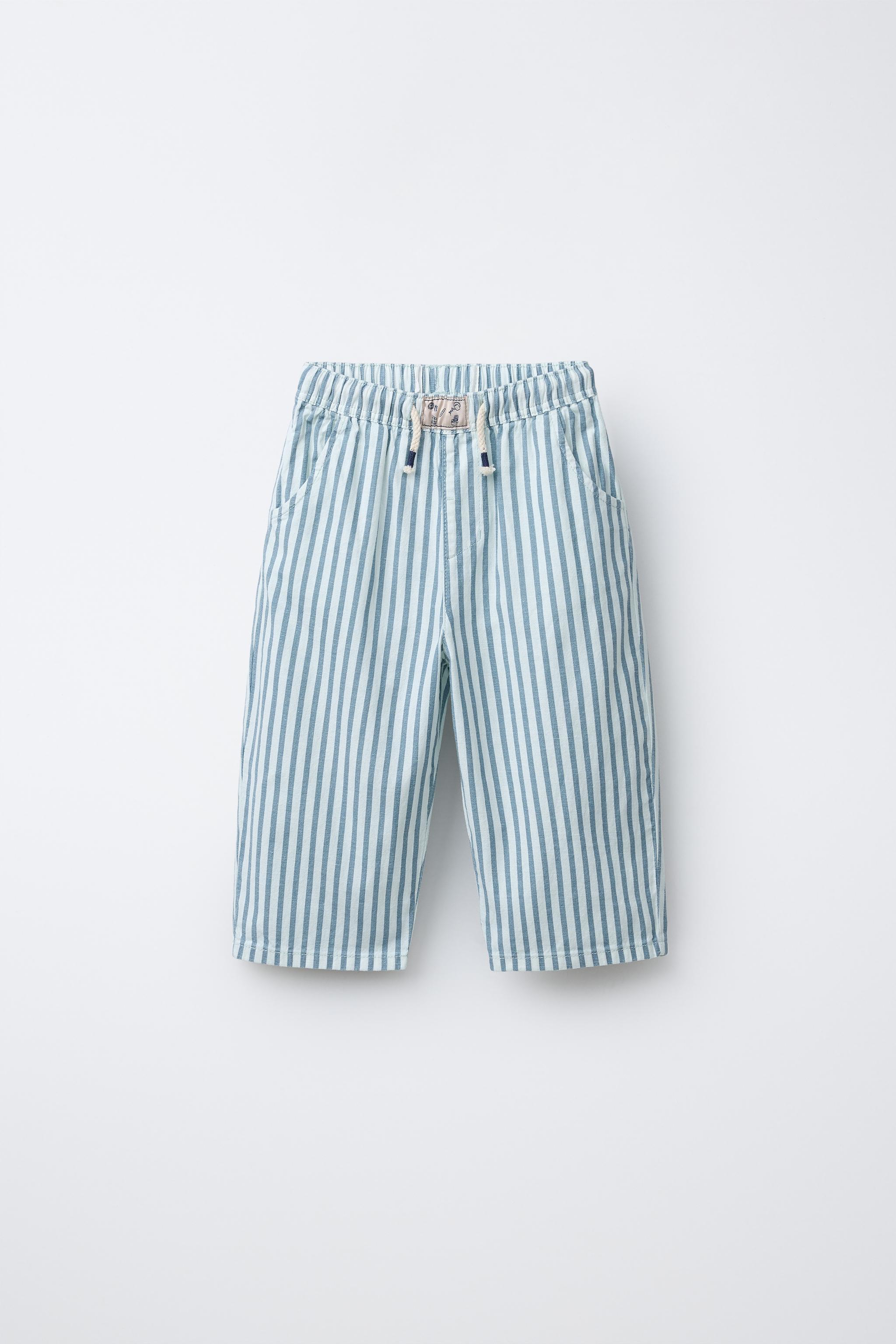 STRIPED COTTON LINEN PANTS