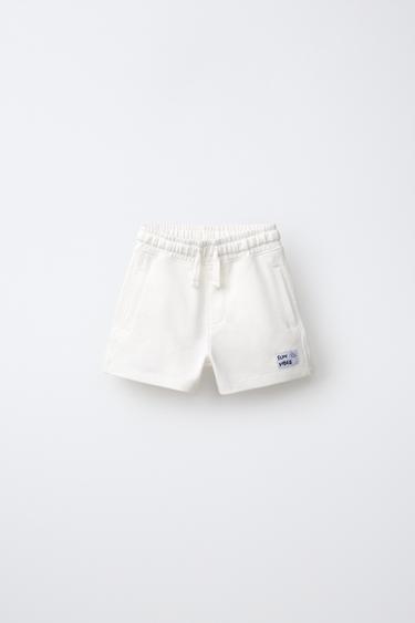 PIQUÉ BERMUDA SHORTS WITH LABEL - White by Zara - Image 0