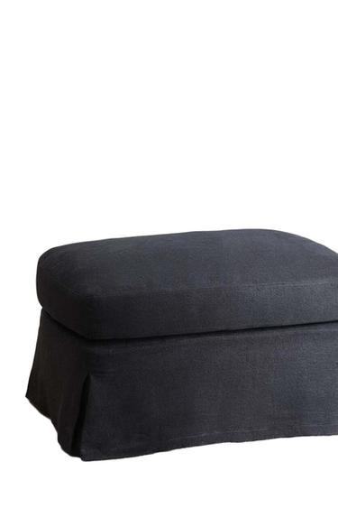 غلاف كتان لمسند القدمين FOOTSTOOL 01 - MIDNIGHT BLUE الخاص بـ Zara