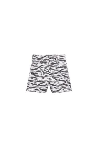 PRINTED MOM FIT DENIM SHORTS