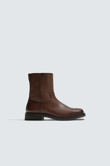LIMITED EDITION LEATHER BOOTS - Brown by Zara