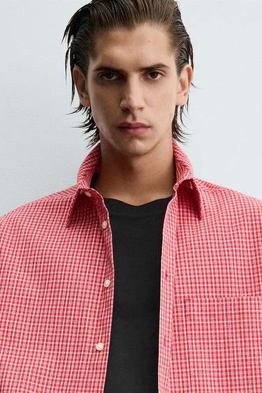CHEMISE RELAXED FIT À CARREAUX - Rouge de Zara - Image 5