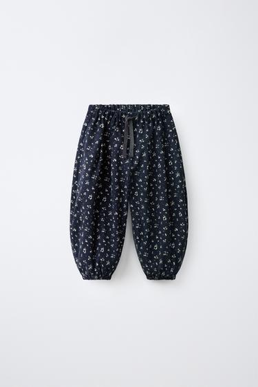 PANTALON BLOUMER IMPRIME PETITES FLEURS - Noir de Zara
