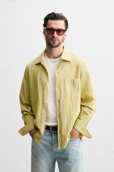 CONTRAST STRIPED SHIRT - Lime by Zara - Image 2