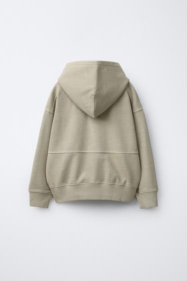 SWEAT À CAPUCHE TEINT EN PIÈCE - Beige de Zara - Image 1