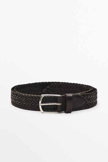 Zara Braided nappa leather belt - Dark brown - Image 0