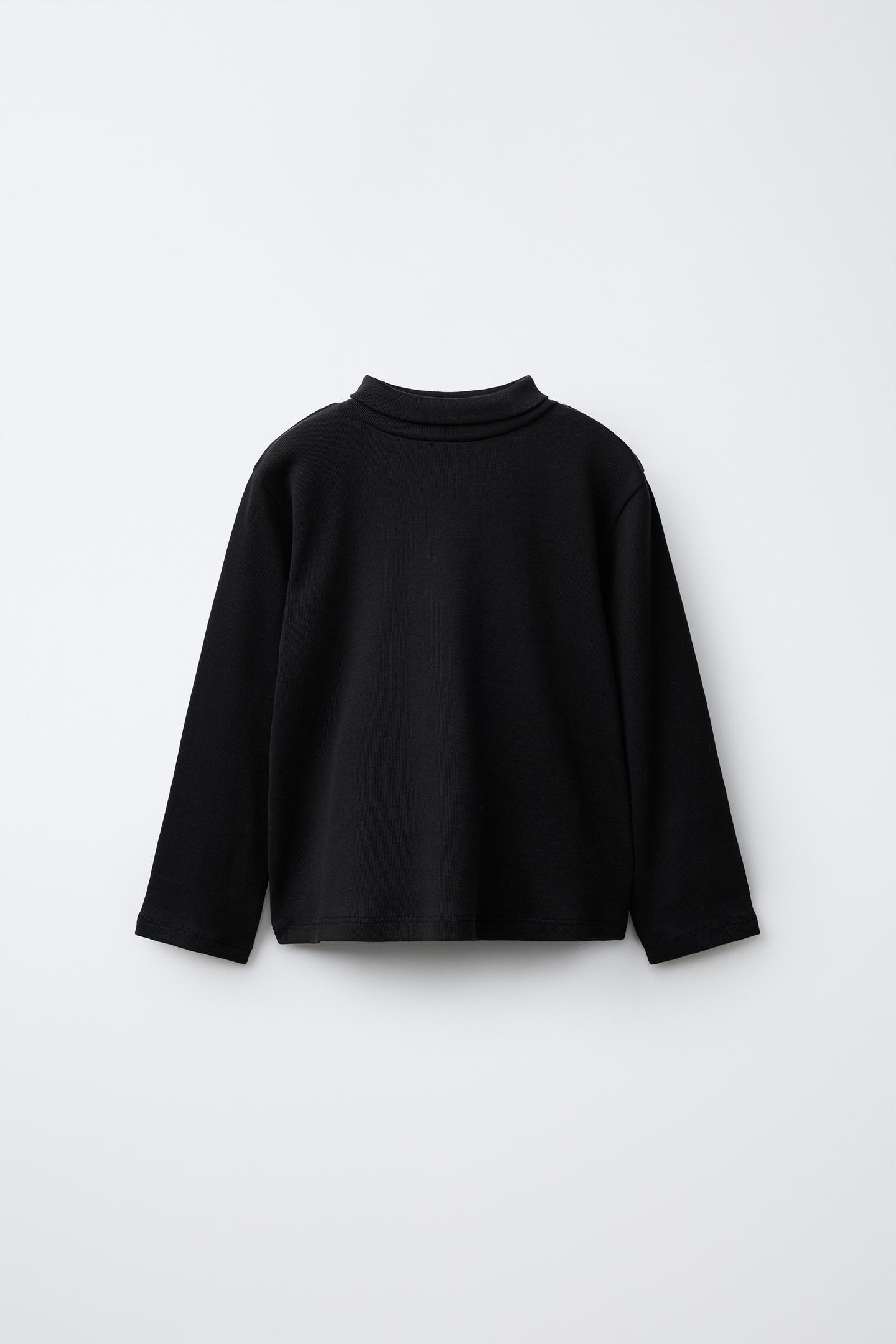 Детская футболка Zara Solid Turtleneck, цвет: Чёрный — фото 1
