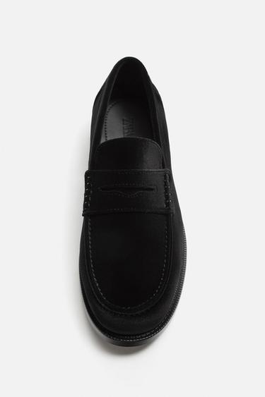 VELVET LOAFERS WITH PENNY STRAP - Black by Zara - Image 2