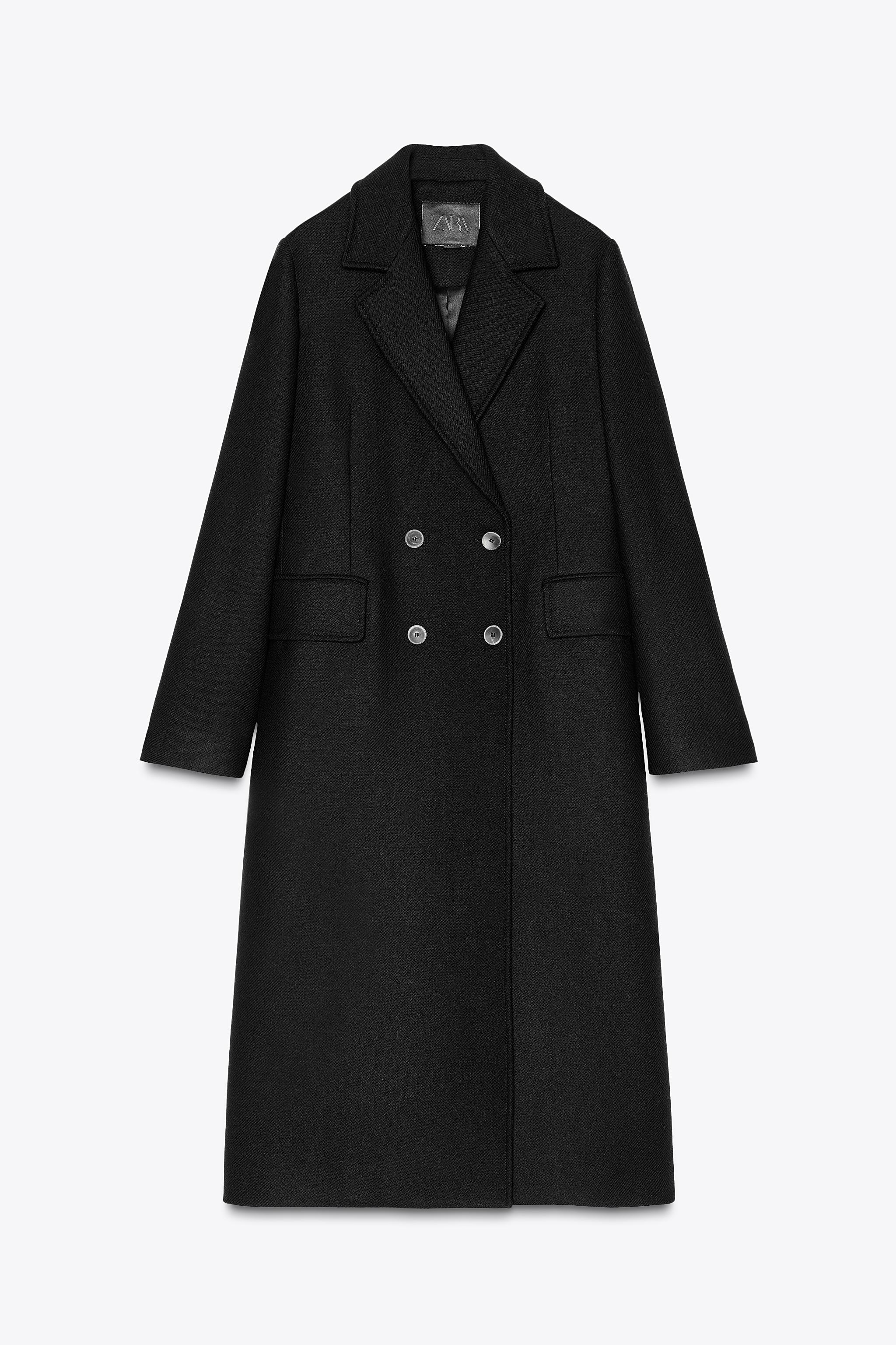 ZW COLLECTION FITTED WOOL BLEND COAT - Black | ZARA Australia