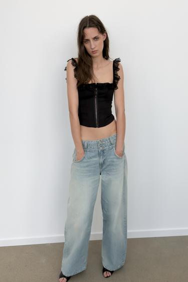 КРУЖЕВНОЙ ТОП В БЕЛЬЕВОМ СТИЛЕ — ЧЕРНЫЙ от Zara