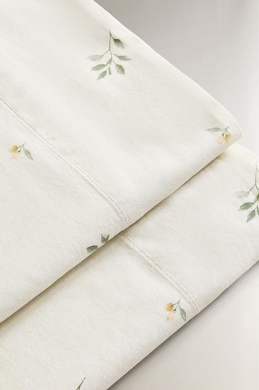 DRAP DE DESSUS IMPRIMÉ FEUILLES - Vert d'eau de Zara - Image 4