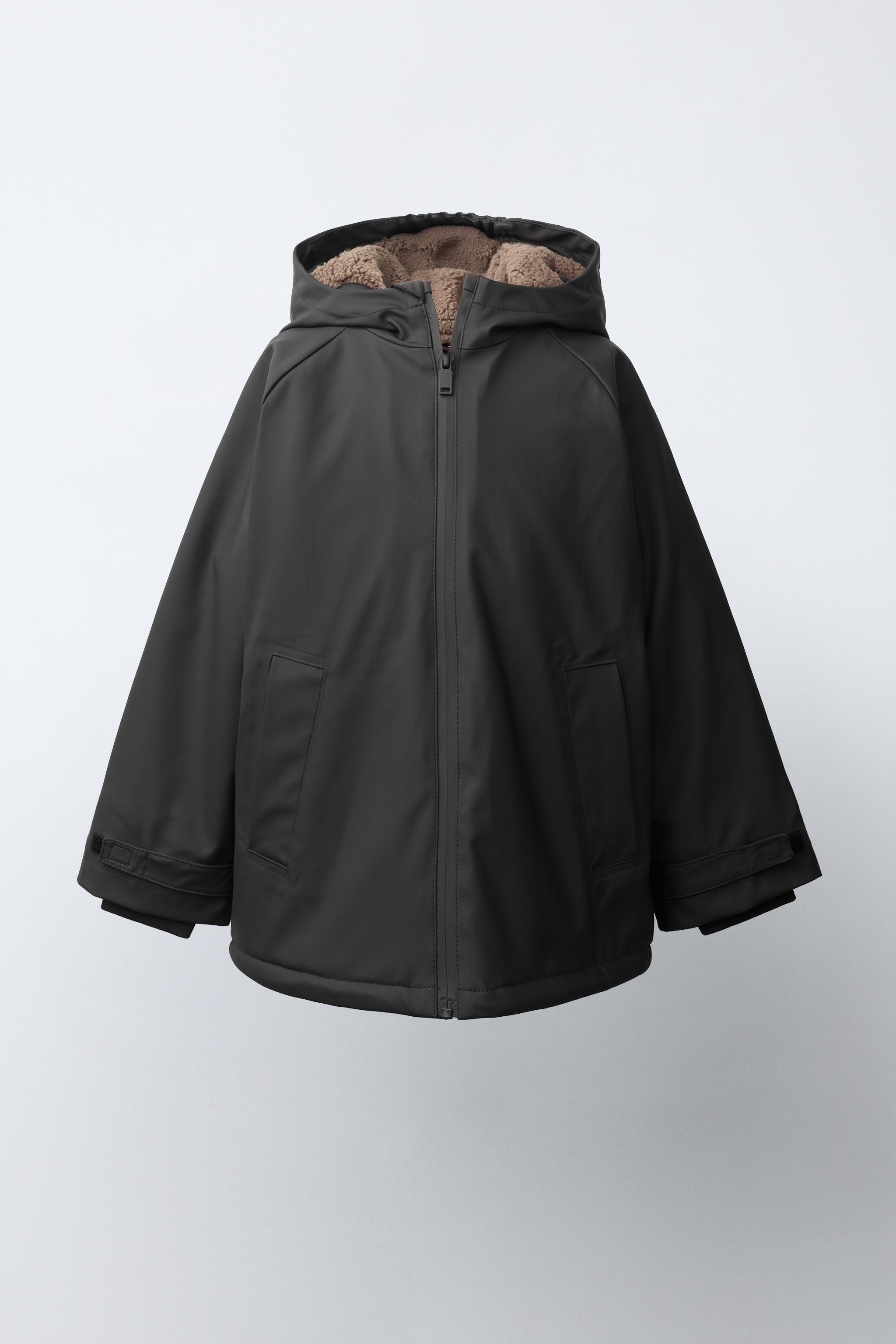WATER-RESISTANT FAUX SHEARLING LINED RAINCOAT