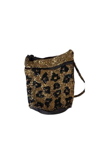 LEOPARD PRINT BEADED BUCKET BAG