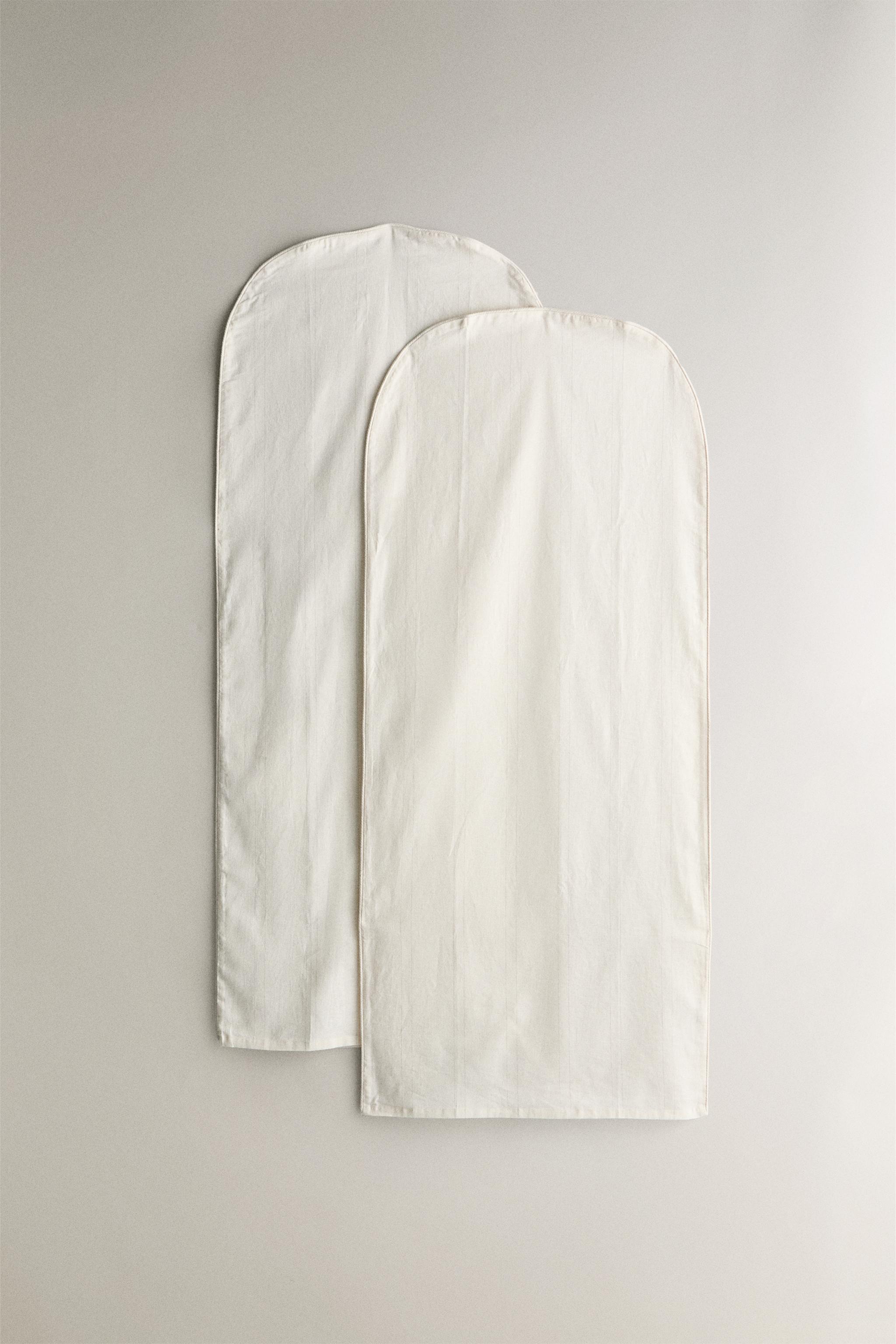 LARGE LINEN AND COTTON GARMENT BAG (PACK OF 2) — Light beige